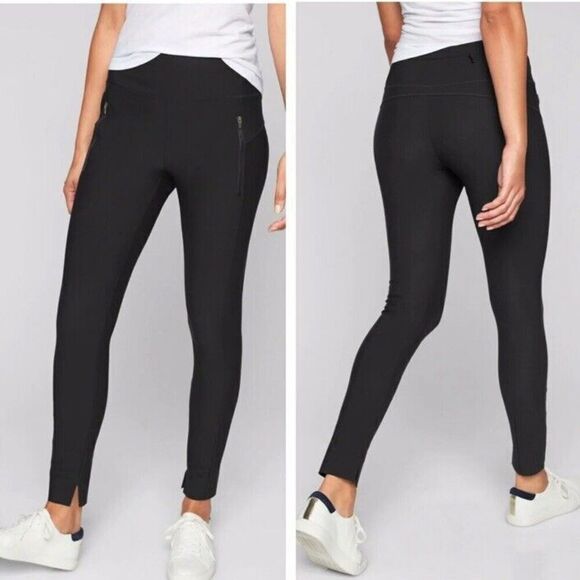 Athleta Stellar Tights Zip‎ Pocket Elevated Skinny Pants Size Small Black Blue - Picture 1 of 5
